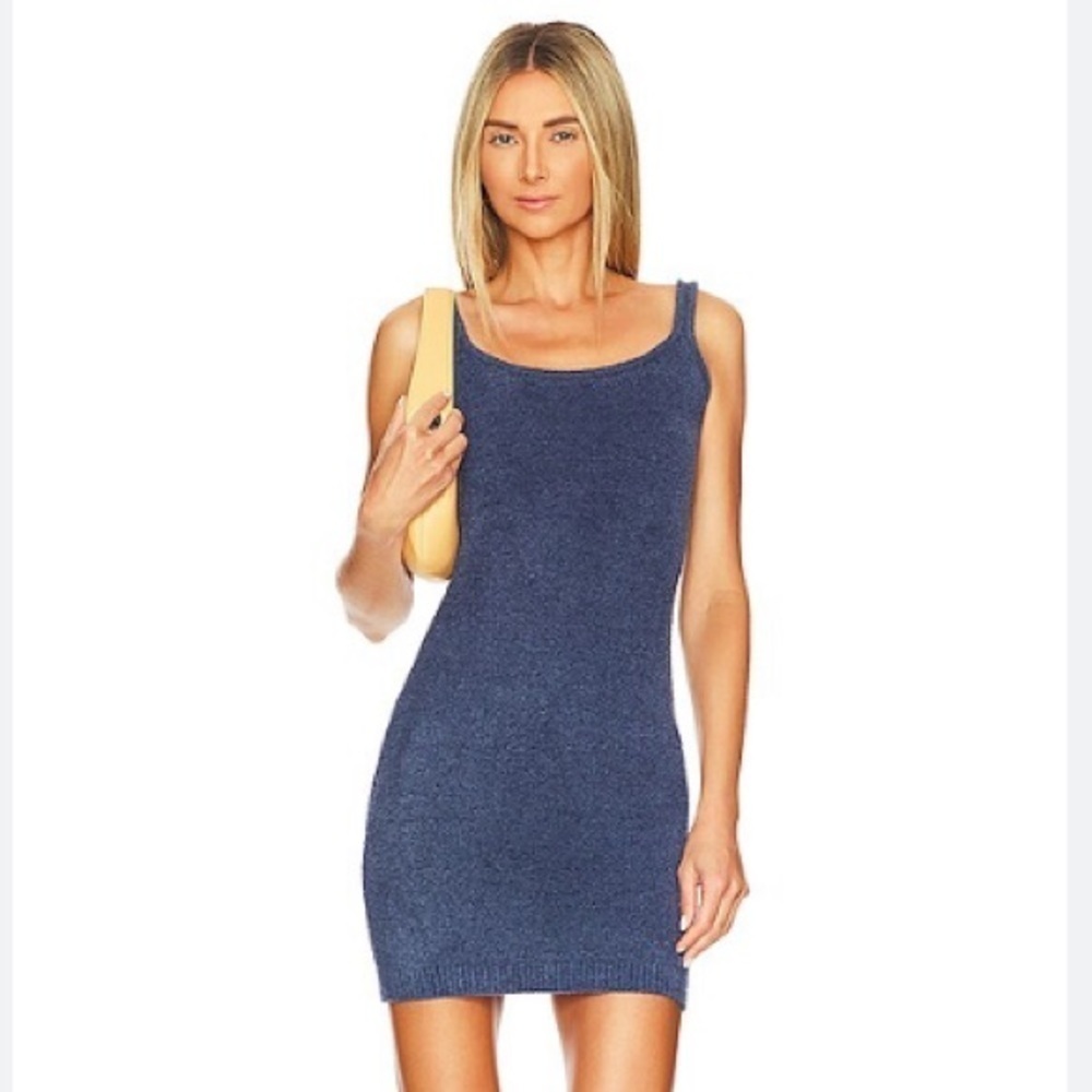 Lovers + Friends x Revolve Ashley Knit Chenille Mini Dress in Dark Blue